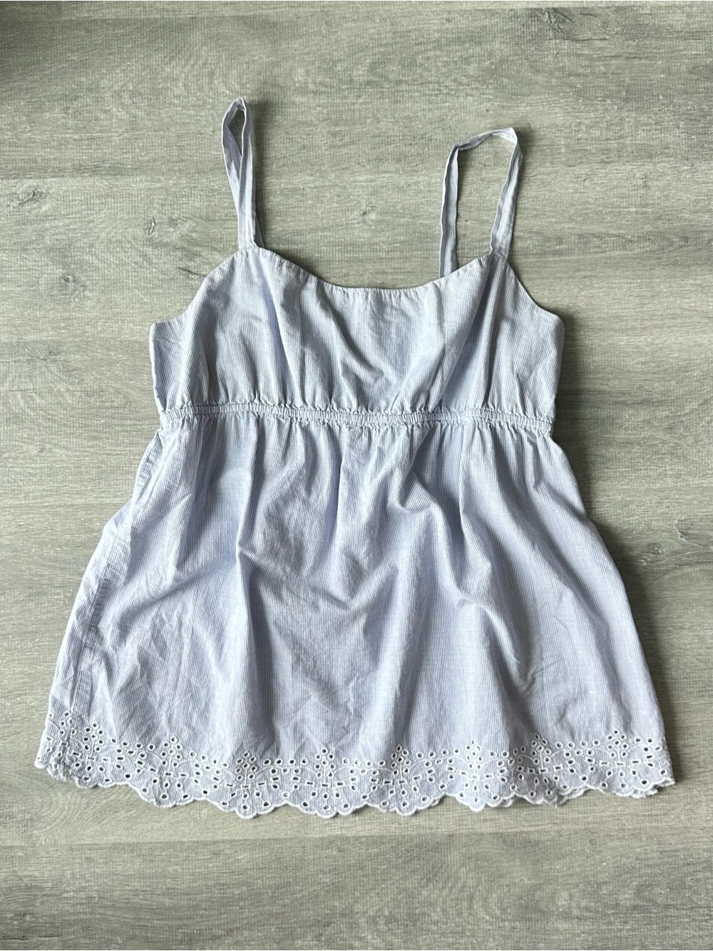 Gap Light Blue Eyelet-Hem Spaghetti Strap Tank Top Babydoll